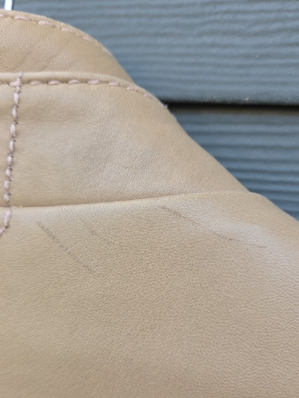Michael Kors Beige Leather Zip-Front Jacket - Picture 6 of 10